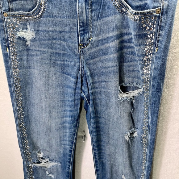Abercrombie & Fitch Bling Crystal skinny Jeans Womens 10 Stretch Distressed 1987 - Picture 2 of 11